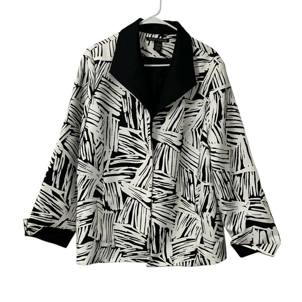 Scott Taylor Vintage Black & White Open Front Jacket(Size 1X)